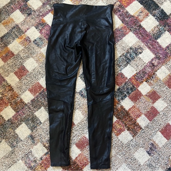 SPANX Moto Faux Leather Leggings Shaping Pants Black Women’s X-Large - Picture 11 of 13
